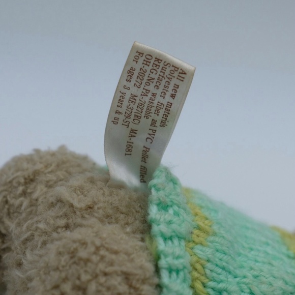 Vintage HugFun 1999 Plush Bunny Rabbit&Cow 10" Doll Flower Knitted Teal Sweater - Picture 7 of 10